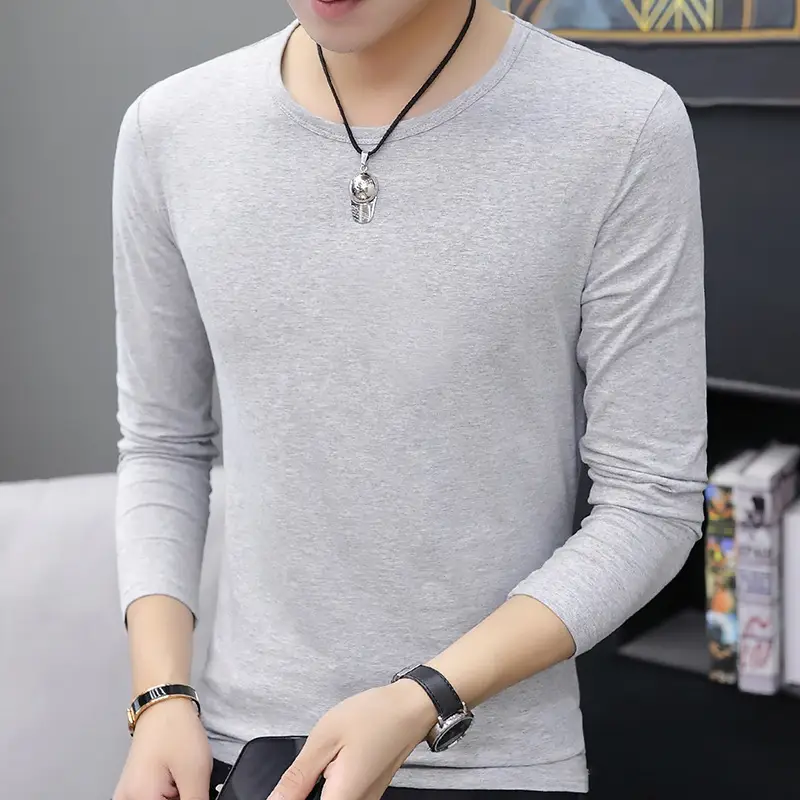 Men's White Long Sleeve T-Shirt 2020 Autumn - Image 3