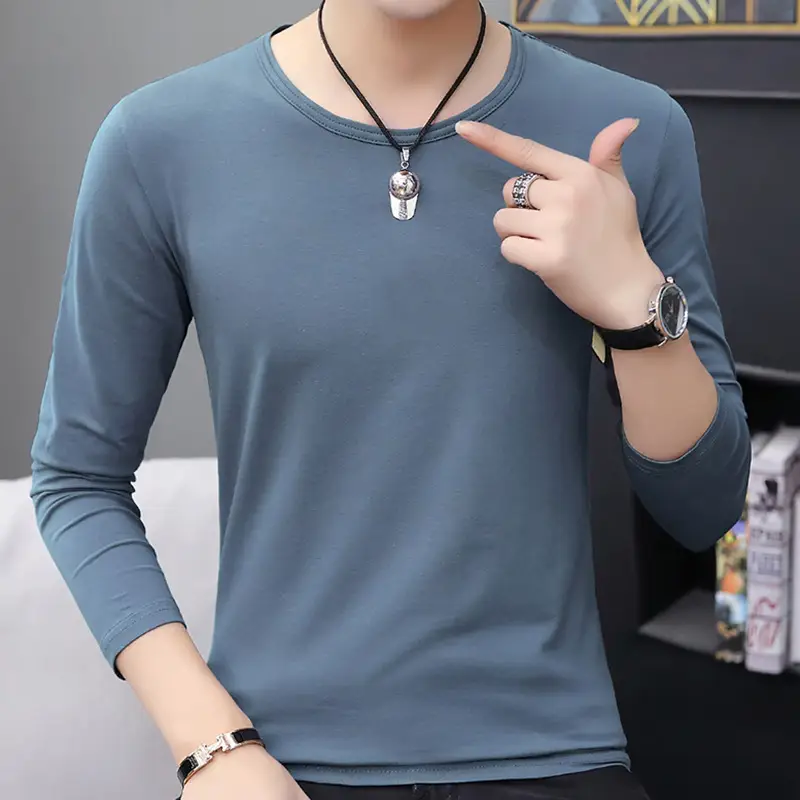 Men's White Long Sleeve T-Shirt 2020 Autumn - Image 4