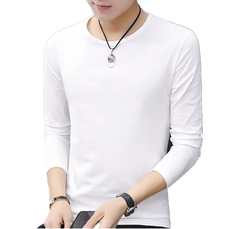 Men's White Long Sleeve T-Shirt 2020 Autumn - Image 6