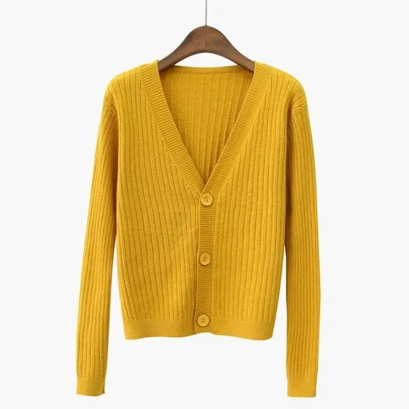 V-Neck Knitted Cardigan Women Autumn Wear