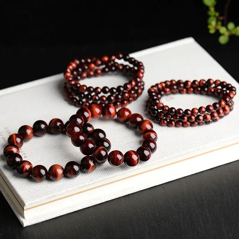 Jingyao Red Tiger Eye Bracelet 6-16mm Wood Stone - Image 4