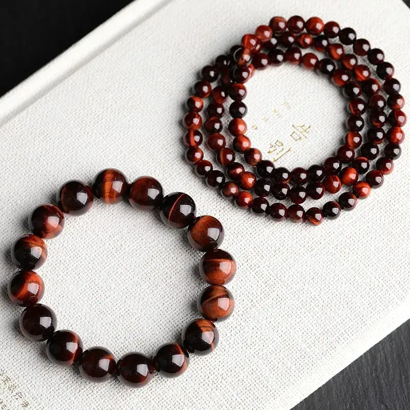 Jingyao Red Tiger Eye Bracelet 6-16mm Wood Stone - Image 6