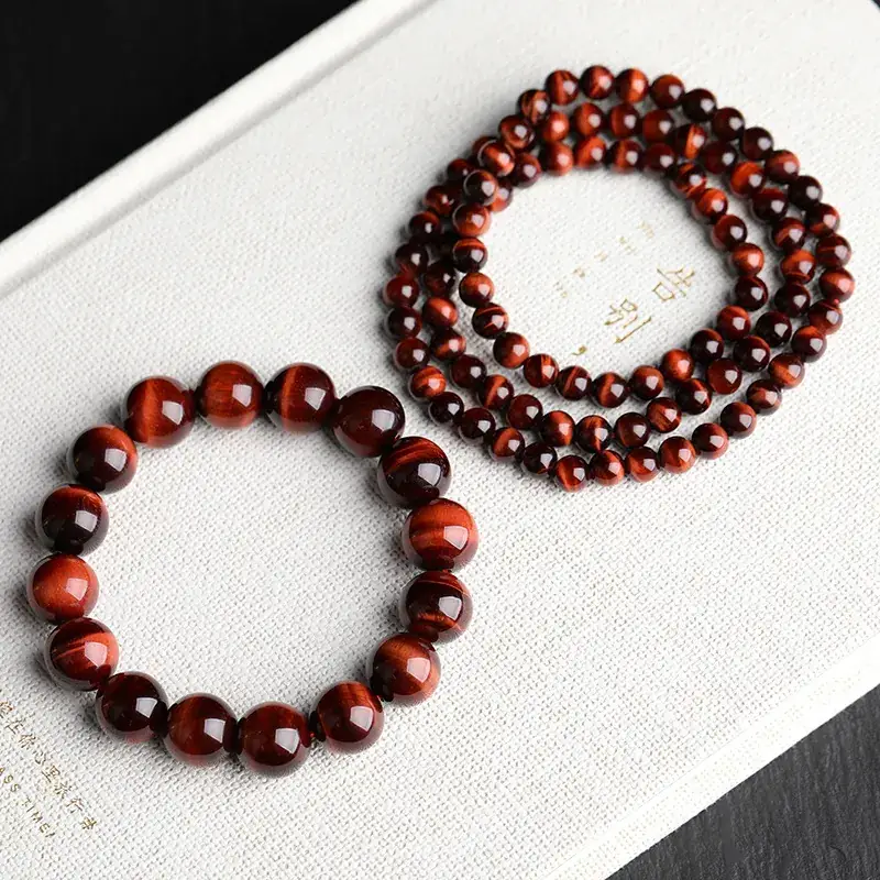 Jingyao Red Tiger Eye Bracelet 6-16mm Wood Stone - Image 2