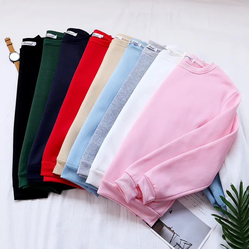 Red Solid Loose Korean Style Women's Sweatshirt