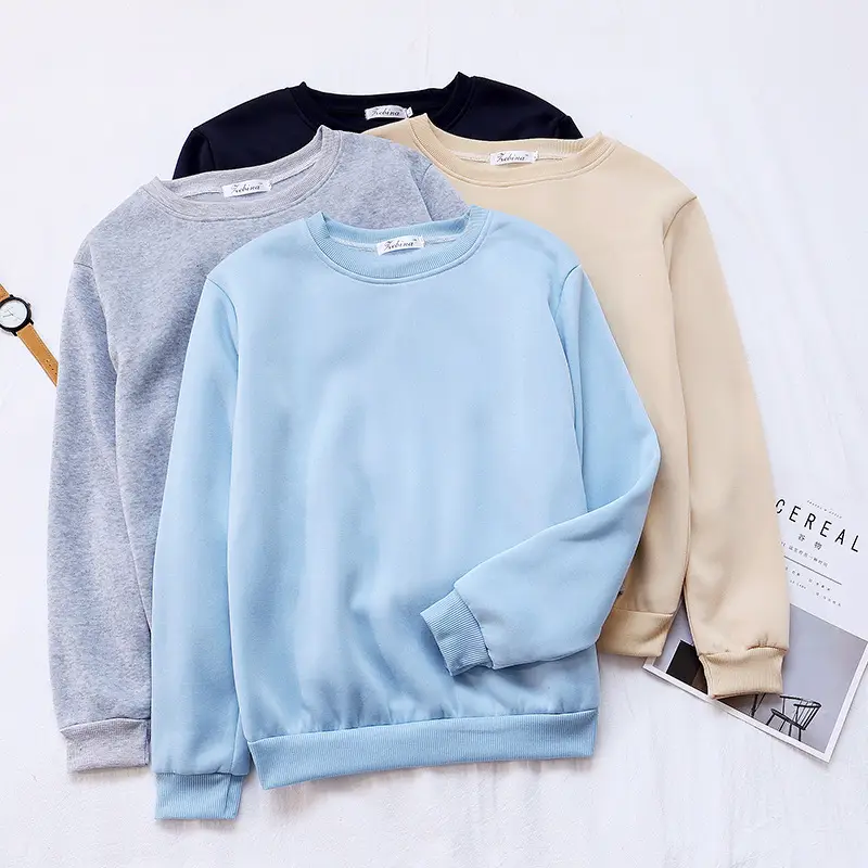 Red Solid Loose Korean Style Women's Sweatshirt