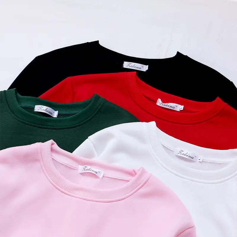 Red Solid Loose Korean Style Women's Sweatshirt