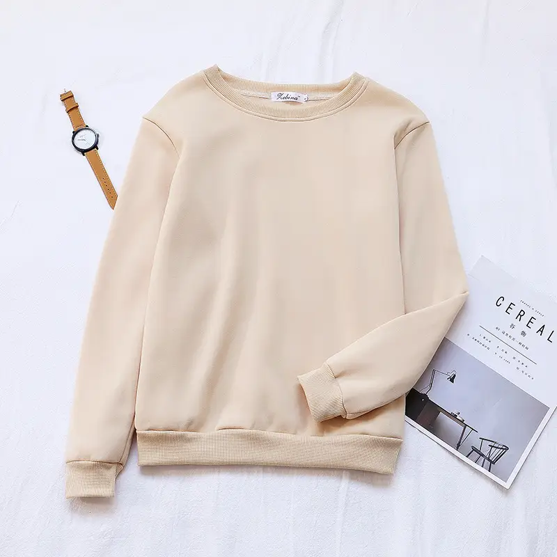 Red Solid Loose Korean Style Women's Sweatshirt