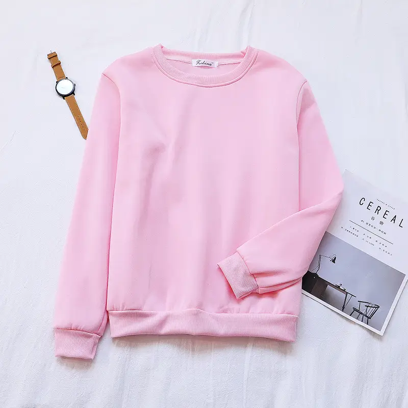 Red Solid Loose Korean Style Women's Sweatshirt