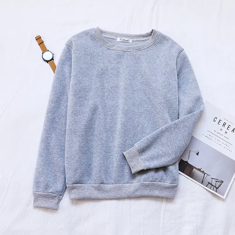 Red Solid Loose Korean Style Women's Sweatshirt