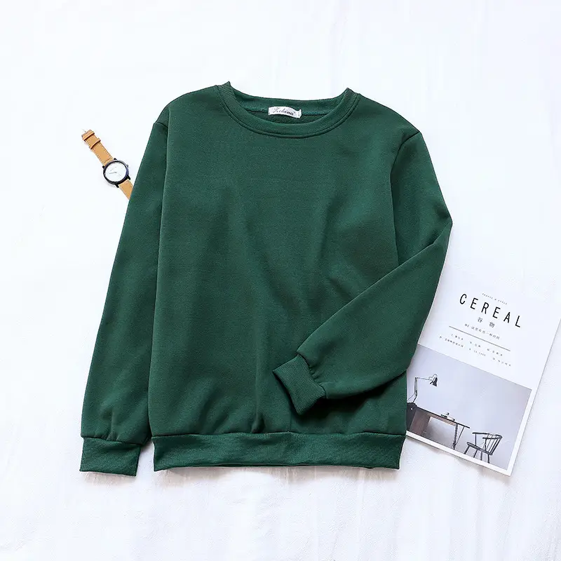 Red Solid Loose Korean Style Women's Sweatshirt