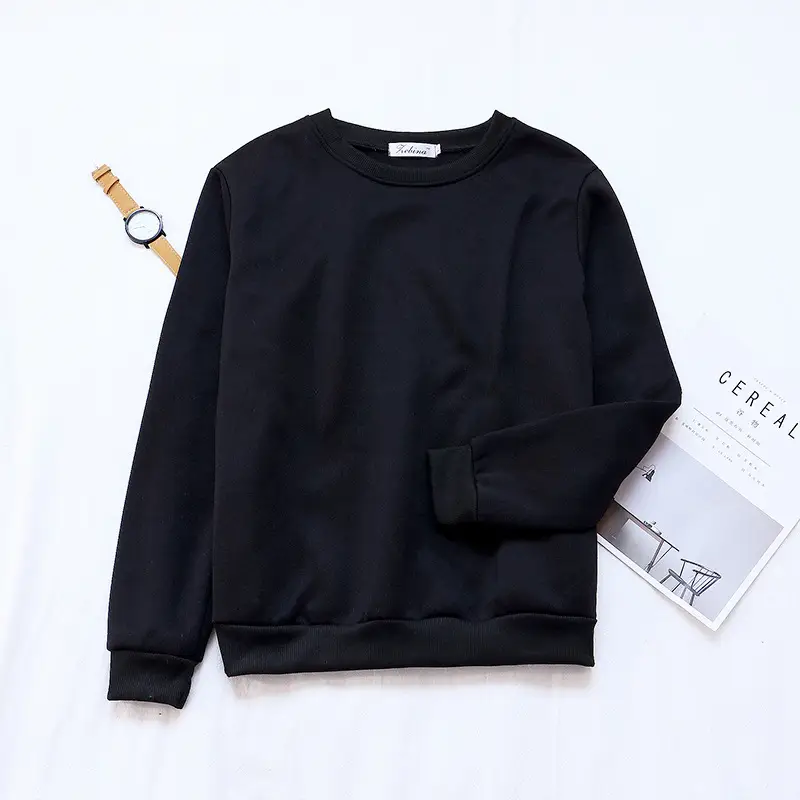 Red Solid Loose Korean Style Women's Sweatshirt