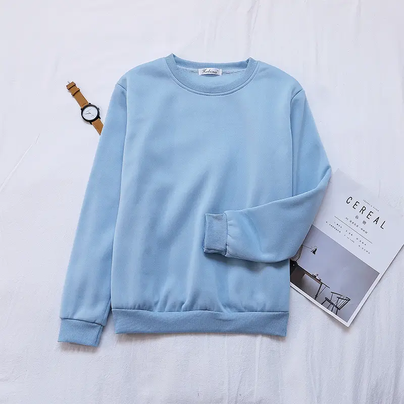 Red Solid Loose Korean Style Women's Sweatshirt