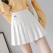 Women Pleated Skirt Navy Blue High Waist Slimming — feature 24