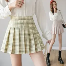 Women Pleated Skirt Navy Blue High Waist Slimming — feature 40
