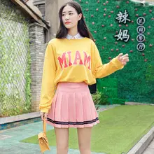 Women Pleated Skirt Navy Blue High Waist Slimming — feature 52