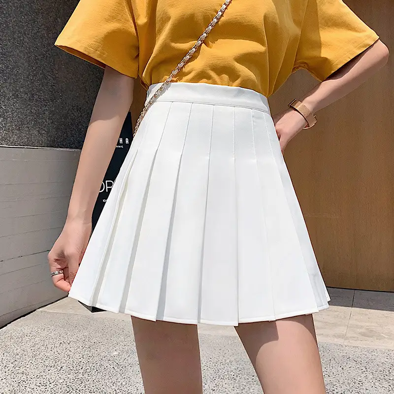 Women Pleated Skirt Navy Blue High Waist Slimming - Image 13