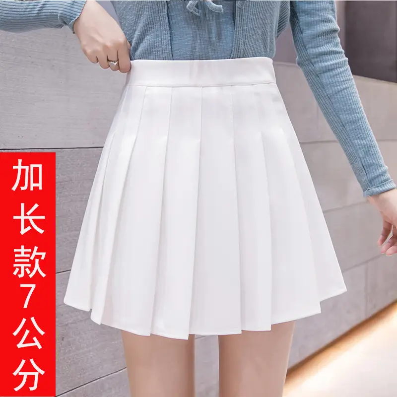 Women Pleated Skirt Navy Blue High Waist Slimming - Image 37