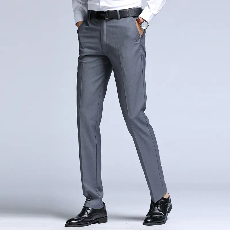 Men's Grey Slim Fit Formal Pants Spring Autumn - Image 4