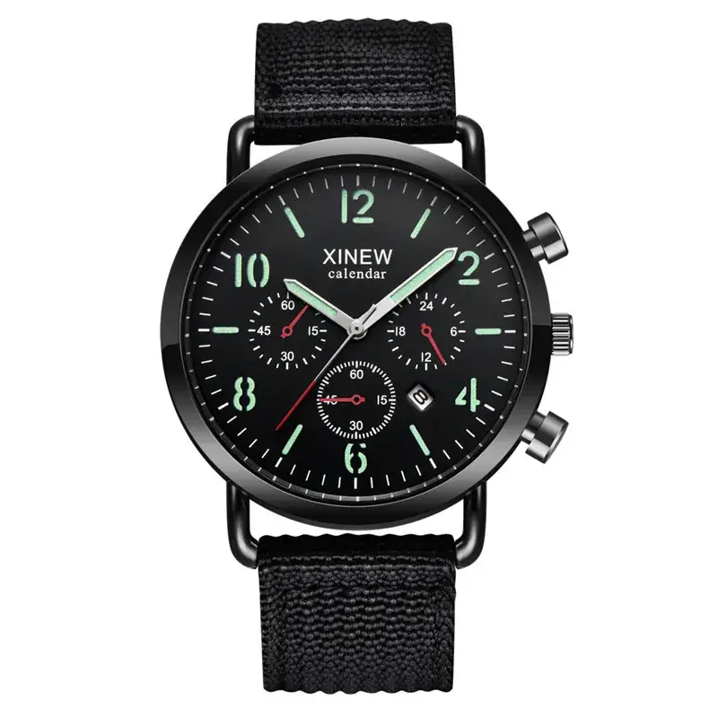 Men's Military Style Quartz Watches with Green & Brown Belts - Image 13