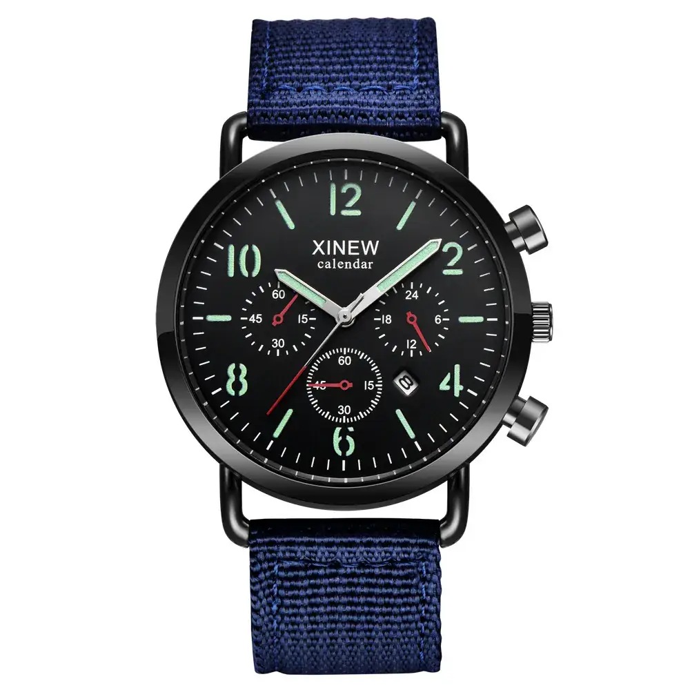 Men's Military Style Quartz Watches with Green & Brown Belts - Image 2