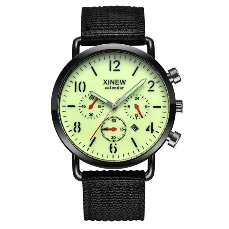 Men's Military Style Quartz Watches with Green & Brown Belts - Image 6