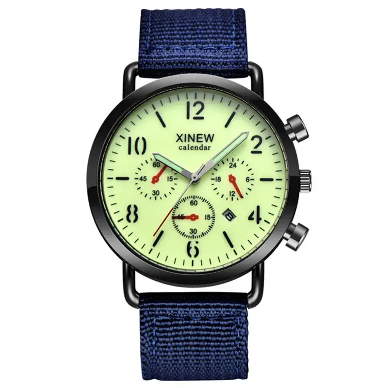 Men's Military Style Quartz Watches with Green & Brown Belts - Image 7