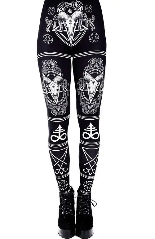 Maroon Printed Hip Leggings for Women with White Design — feature 3