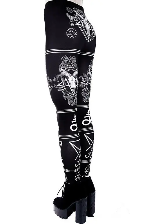 Maroon Printed Hip Leggings for Women with White Design — feature 5
