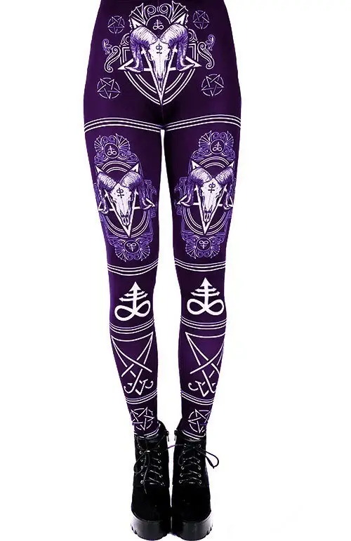 Maroon Printed Hip Leggings for Women with White Design — feature 7