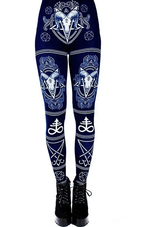 Maroon Printed Hip Leggings for Women with White Design - Image 2