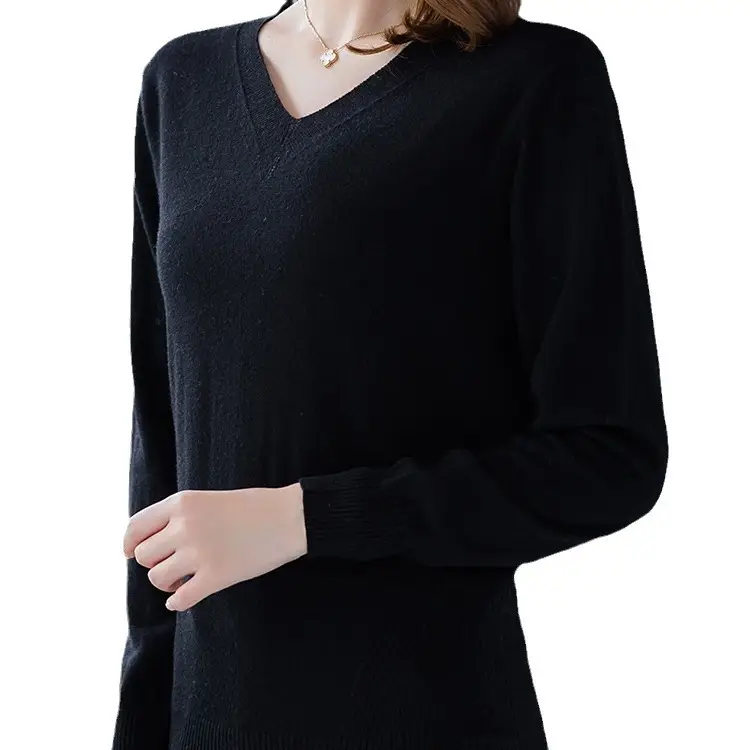 2024 V Neck Knit Pullover Long Sleeve Purple - Image 10