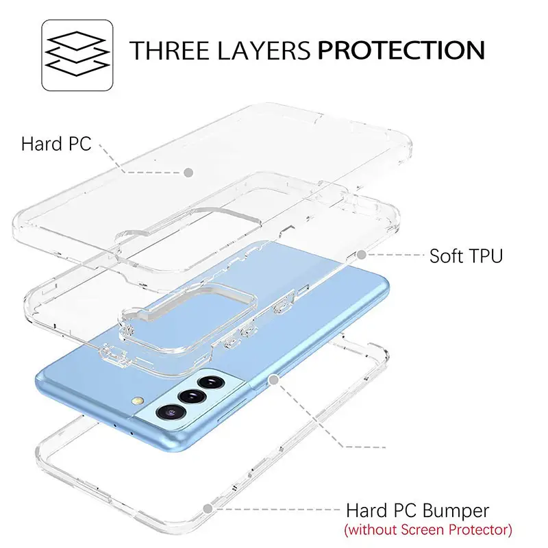 Transparent 3-in-1 Phone Case for Samsung S26 S25 S23 S22 S21 S24 Ultra - Image 3