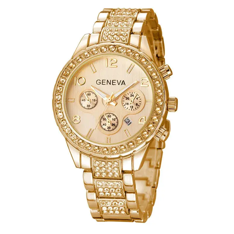 Fashion Women's Rose Gold Chronograph Watch with Diamond Set