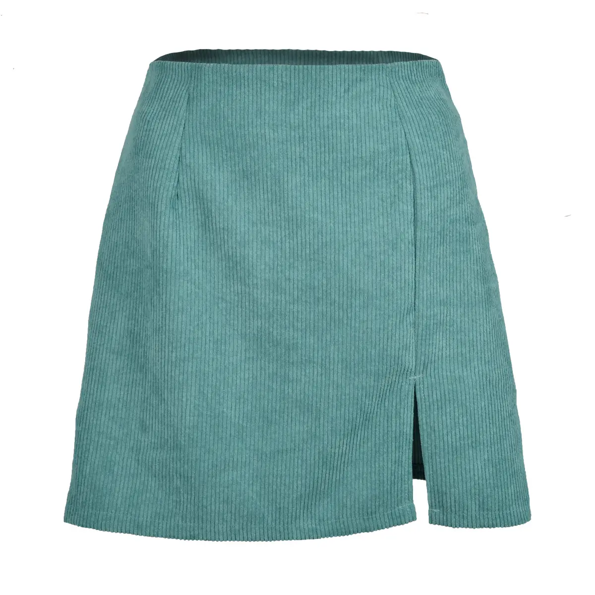 Women's Corduroy Slit A-Line Shorts Solid Color Large Hem - Image 3