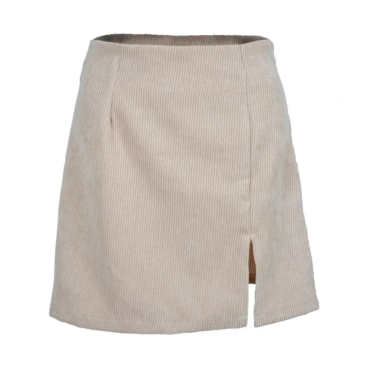 Women's Corduroy Slit A-Line Shorts Solid Color Large Hem - Image 4