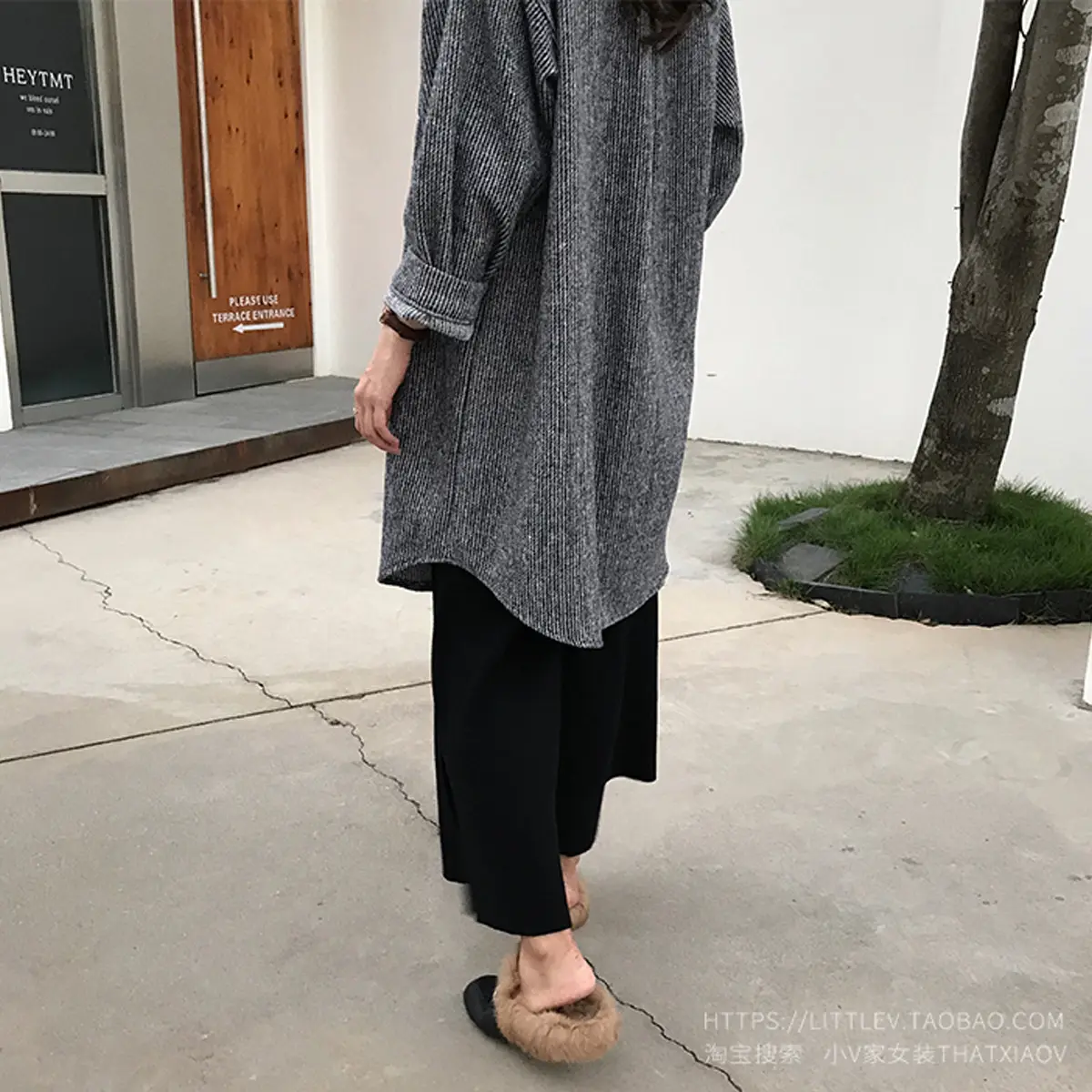 Women Corduroy Mid-Length Shirt Jacket Brown Loose Fit — feature 12
