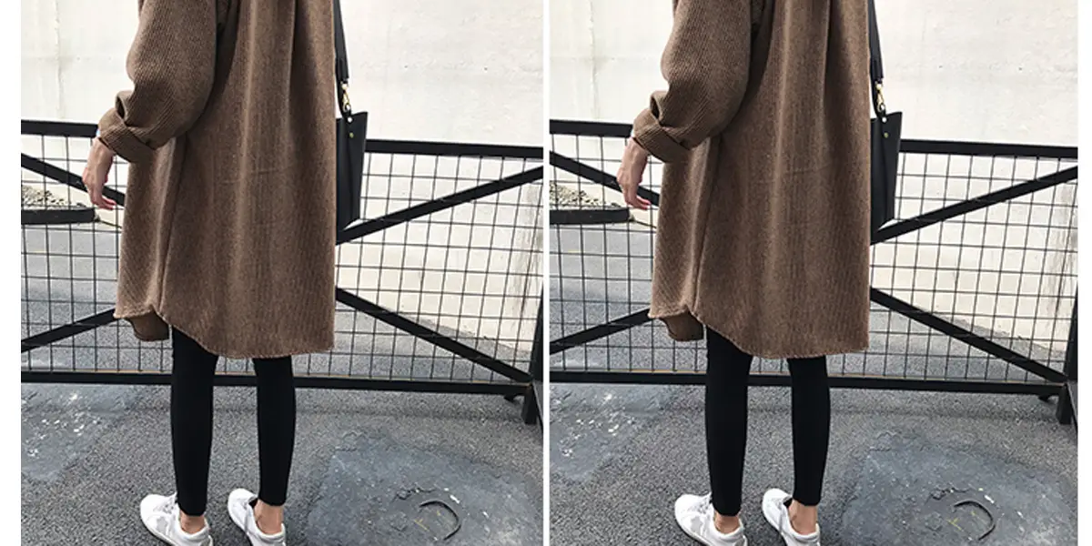 Women Corduroy Mid-Length Shirt Jacket Brown Loose Fit — feature 8