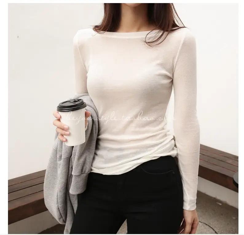 White Long Sleeve T-Shirt for Women — feature 1