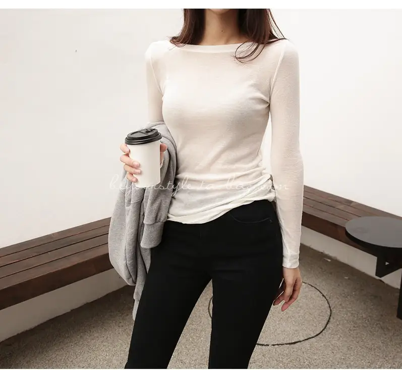 White Long Sleeve T-Shirt for Women — feature 2