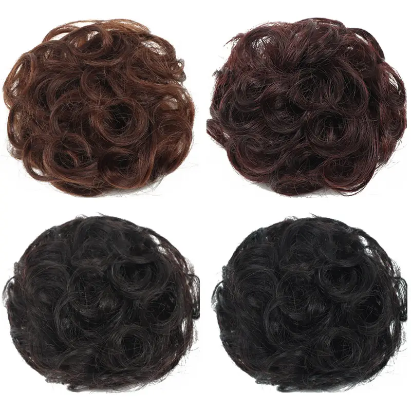 Hongxiu Preferred - Real Hair Ball Hair Circle Wig Bag Flower Bud Fluffy Natural Half Ball Hair Ornament Bun - Image 5