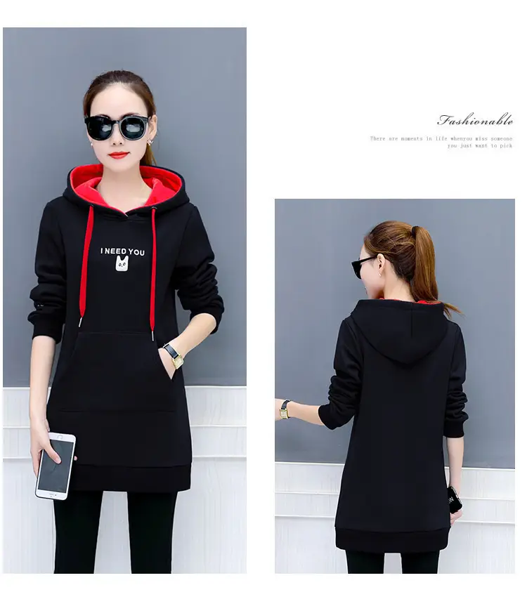 Women's Maroon Hooded Fleece Pullover with Embroidery - Image 2