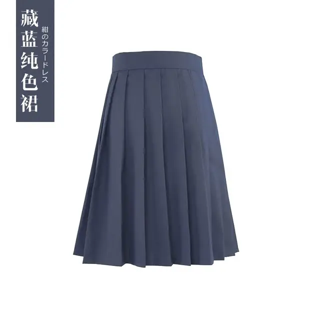 Women's Navy Blue Pleated Skirt High Waist A-Line - Image 9