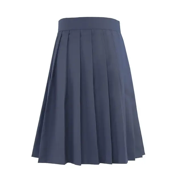 Women's Navy Blue Pleated Skirt High Waist A-Line - Image 12