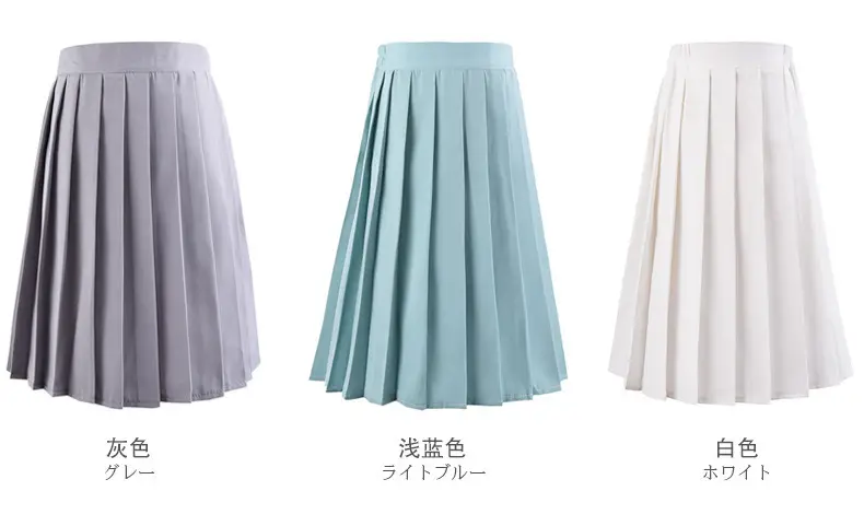 Women's Navy Blue Pleated Skirt High Waist A-Line — feature 9