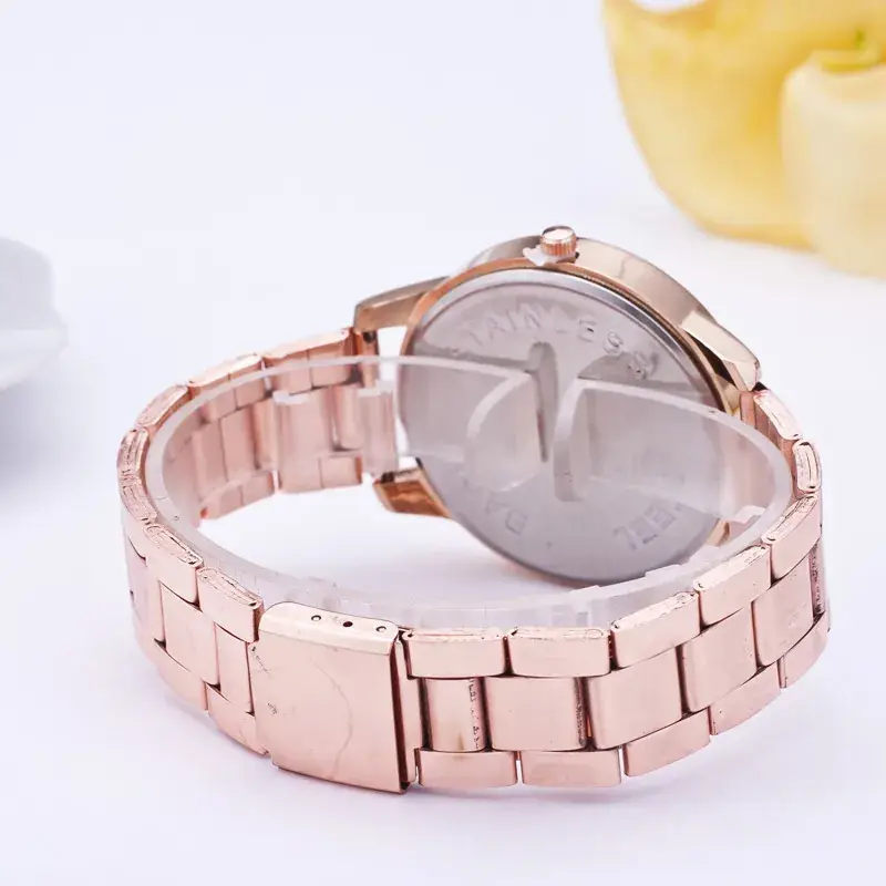 Rose Gold Three Eyes Diamond Watch for Women - Image 4