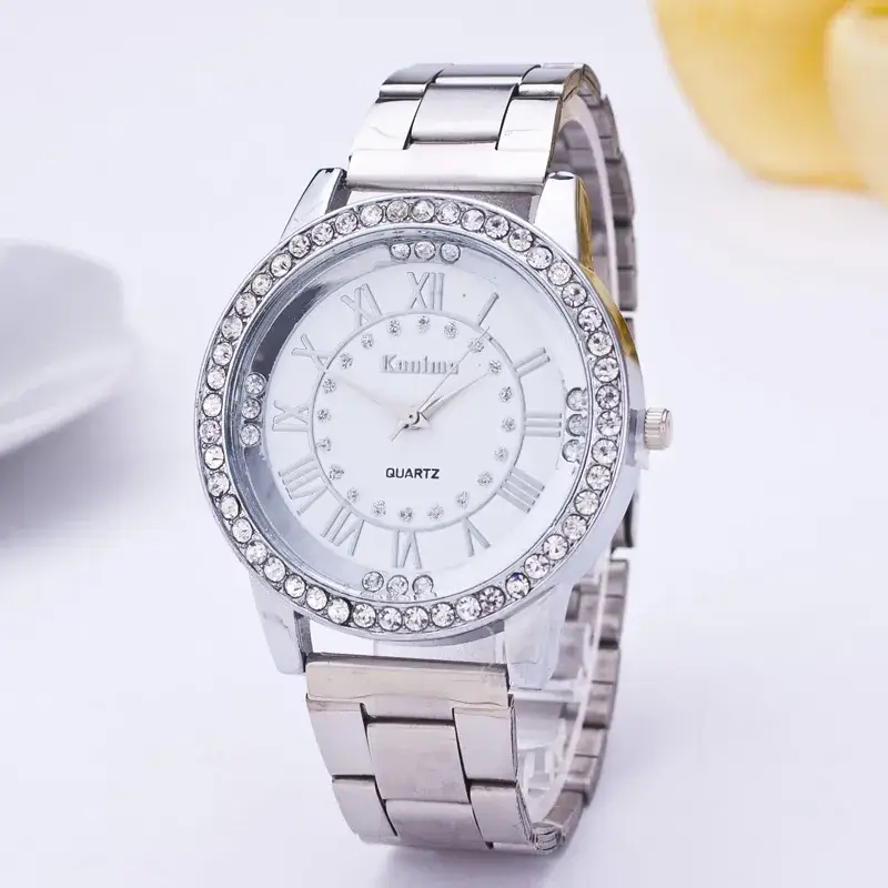 Rose Gold Three Eyes Diamond Watch for Women - Image 2