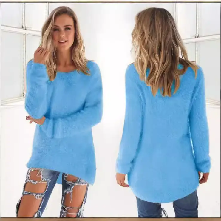 Women's Brown Fleece Long Sleeve Sweater Top - Image 15