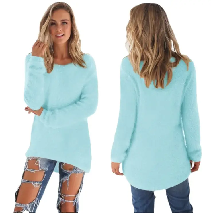 Women's Brown Fleece Long Sleeve Sweater Top - Image 16