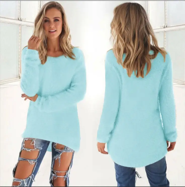 Women's Brown Fleece Long Sleeve Sweater Top - Image 13