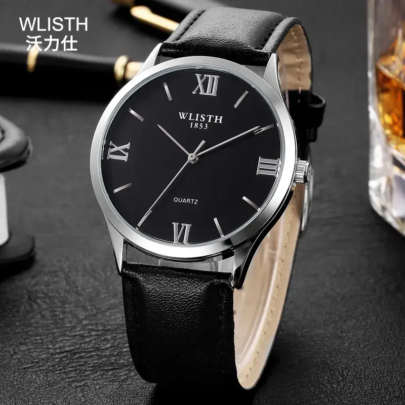 Men's Quartz Watch with Leather Strap, White Dial, Water Resistant - Image 6